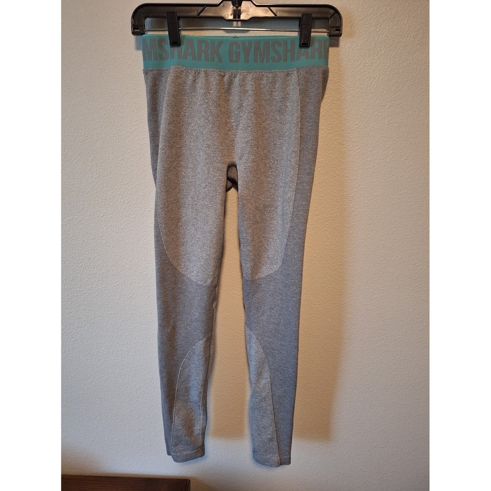 Gymshark Flex‎ High Waisted Leggings Grey Turquoise Marl Seamless Womens M